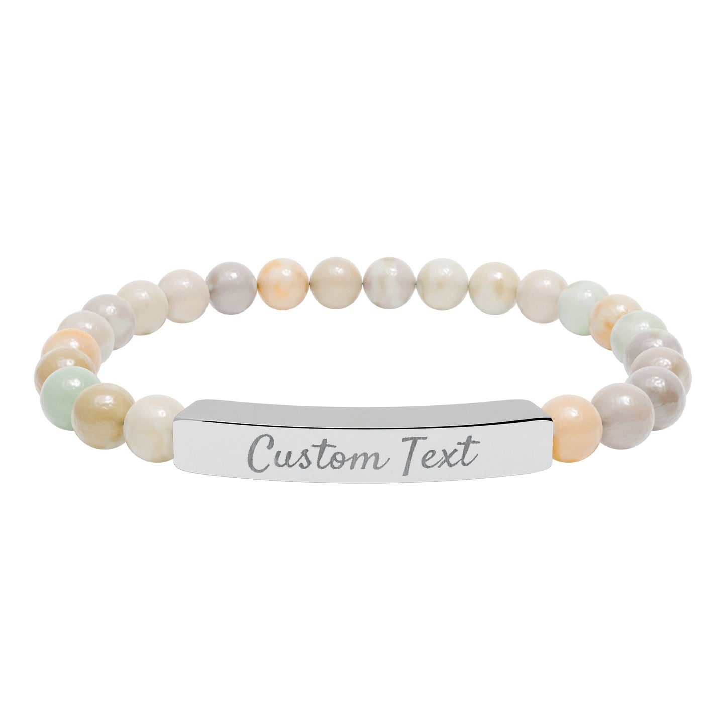 Engravable Natural Stone Bar Bracelet — Custom Name Stretch Bracelet