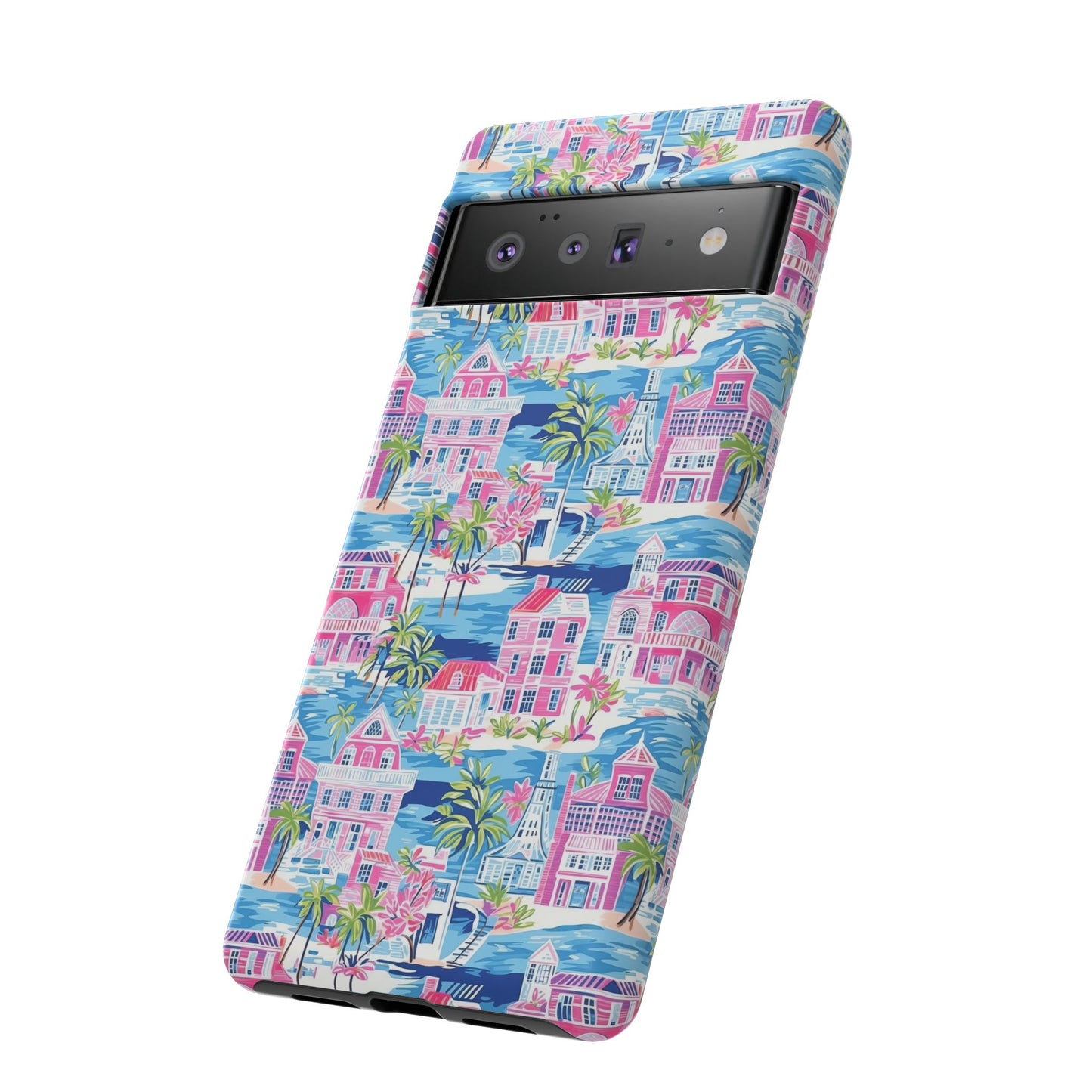 Pink Coastal Houses phone case | Tough Case | iPhone 17