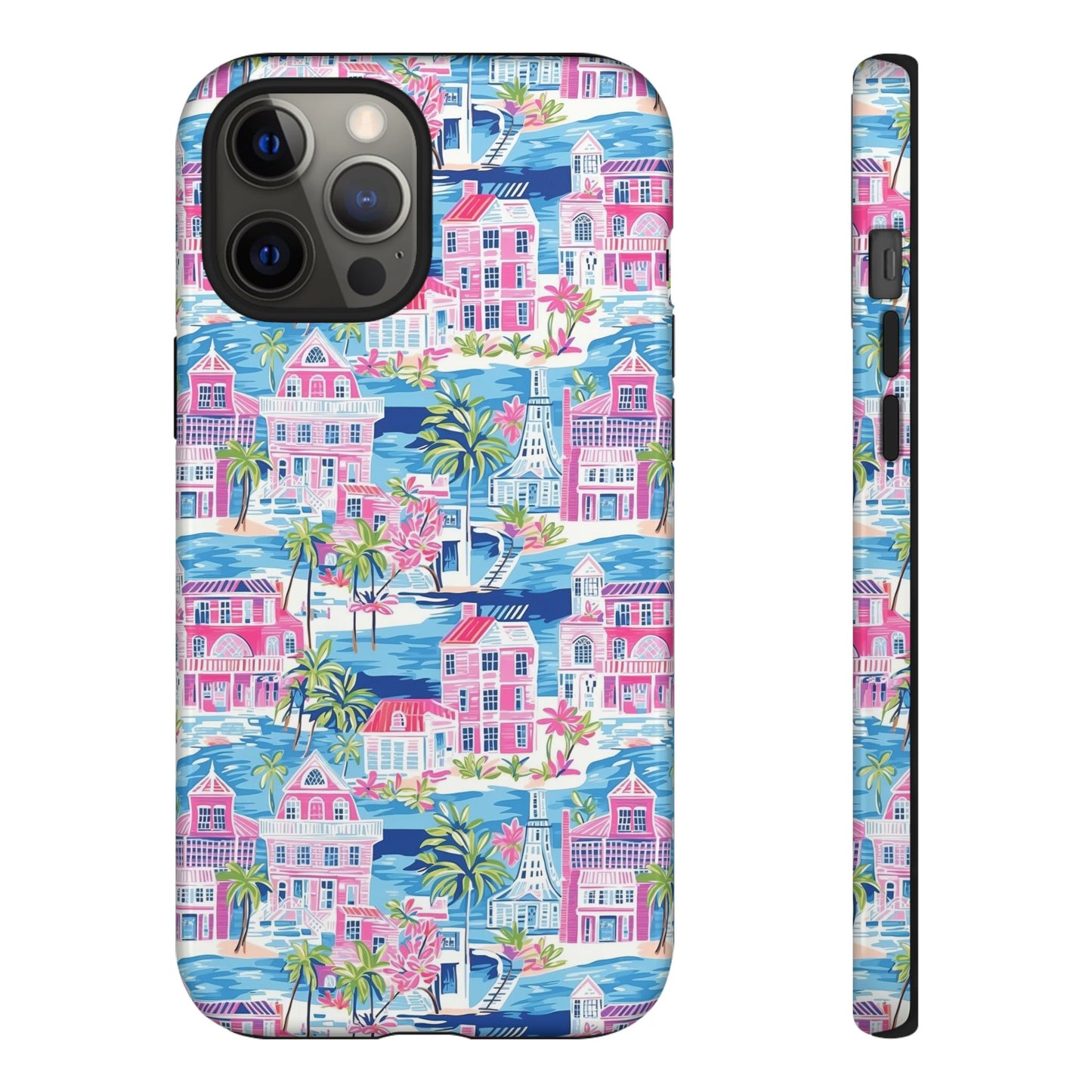 Pink Coastal Houses phone case | Tough Case | iPhone 17