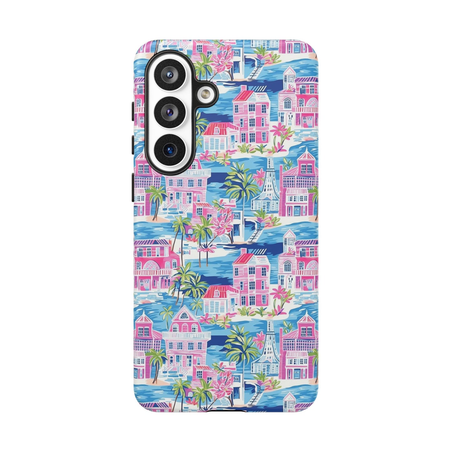Pink Coastal Houses phone case | Tough Case | iPhone 17