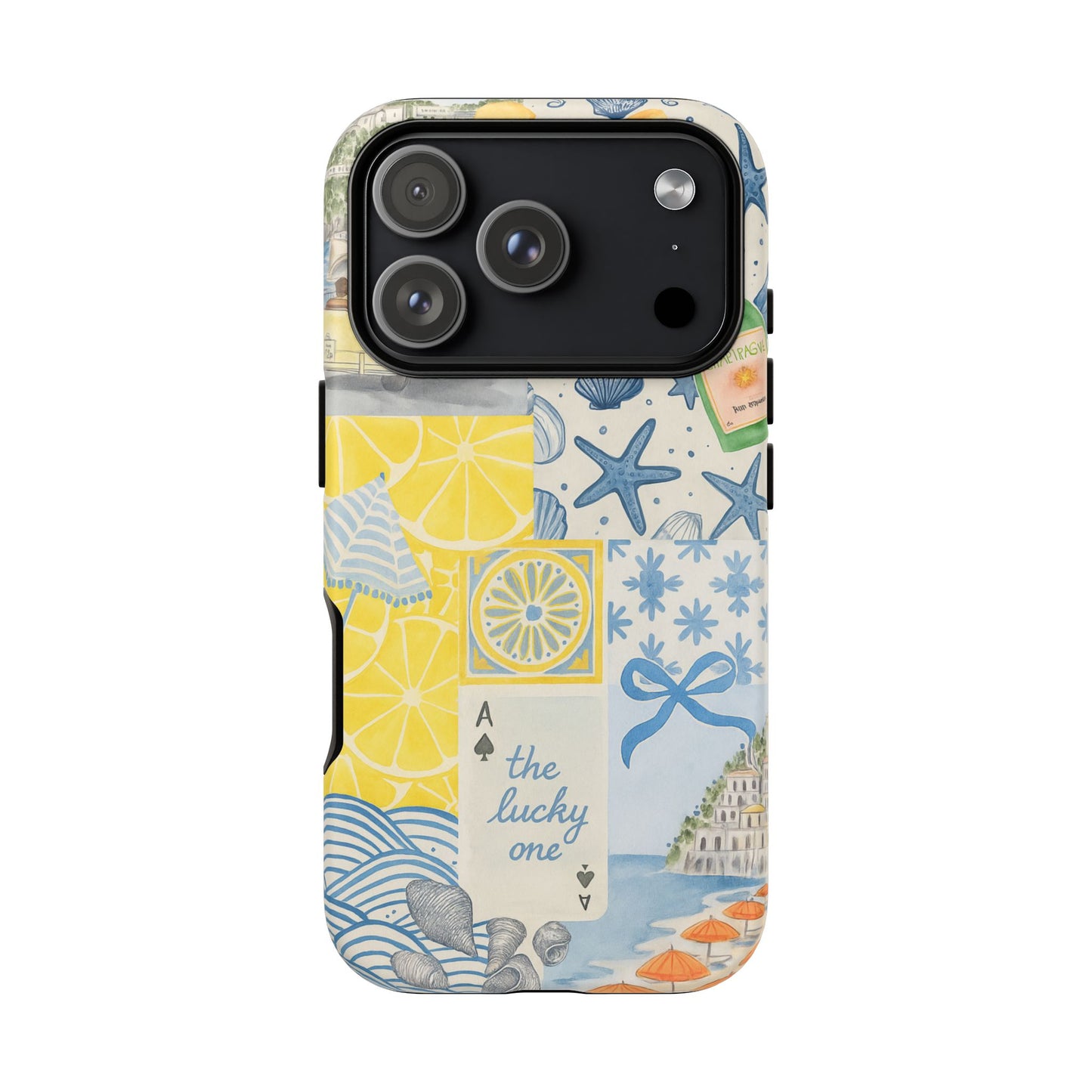 Coastal Collage Phone Case | Beach Shells, Starfish, Lemon, Scenic Travel | Italian Summer