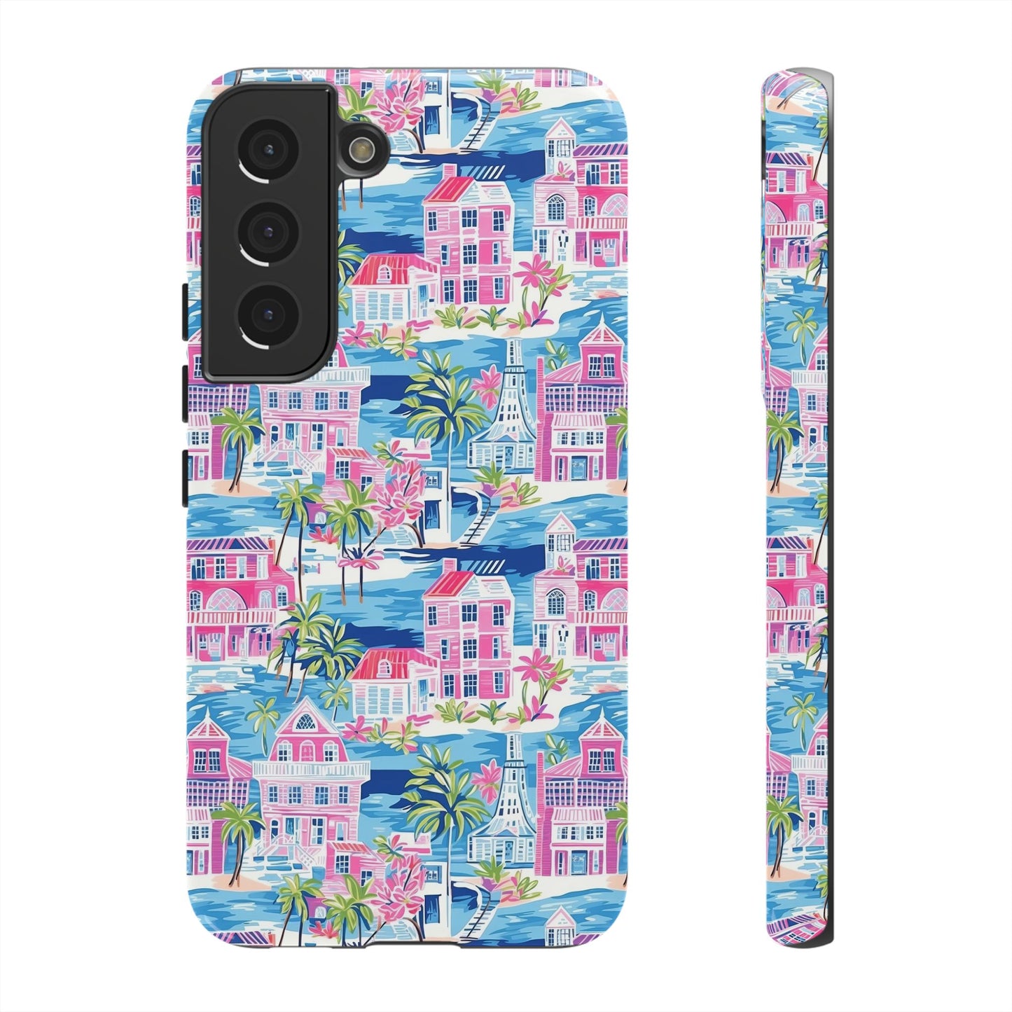 Pink Coastal Houses phone case | Tough Case | iPhone 17