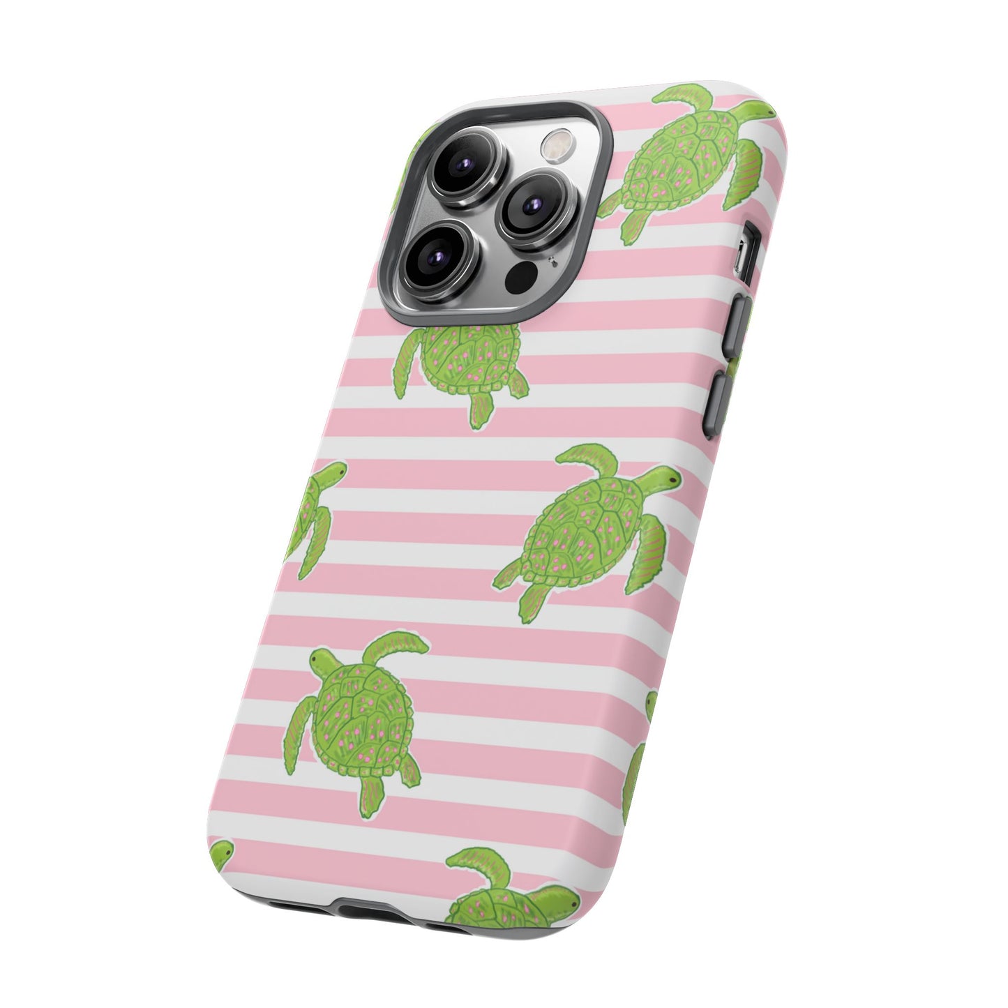Green Sea Turtles Phone Case | Pink Stripes Tough Case | iPhone 17