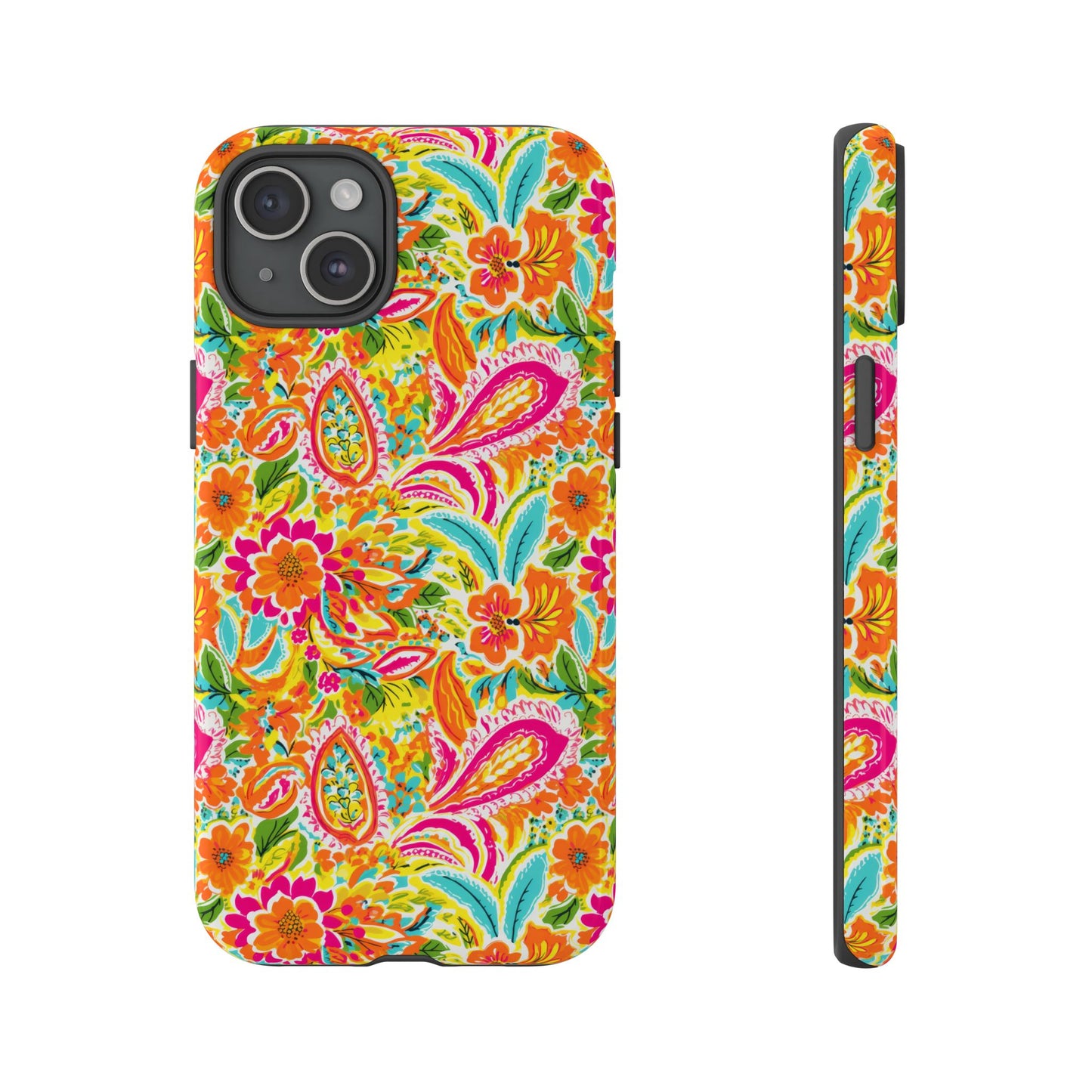 Vibrant Floral Paisley phone case | Tough Cases | Orange and Pink Floral | iPhone 17