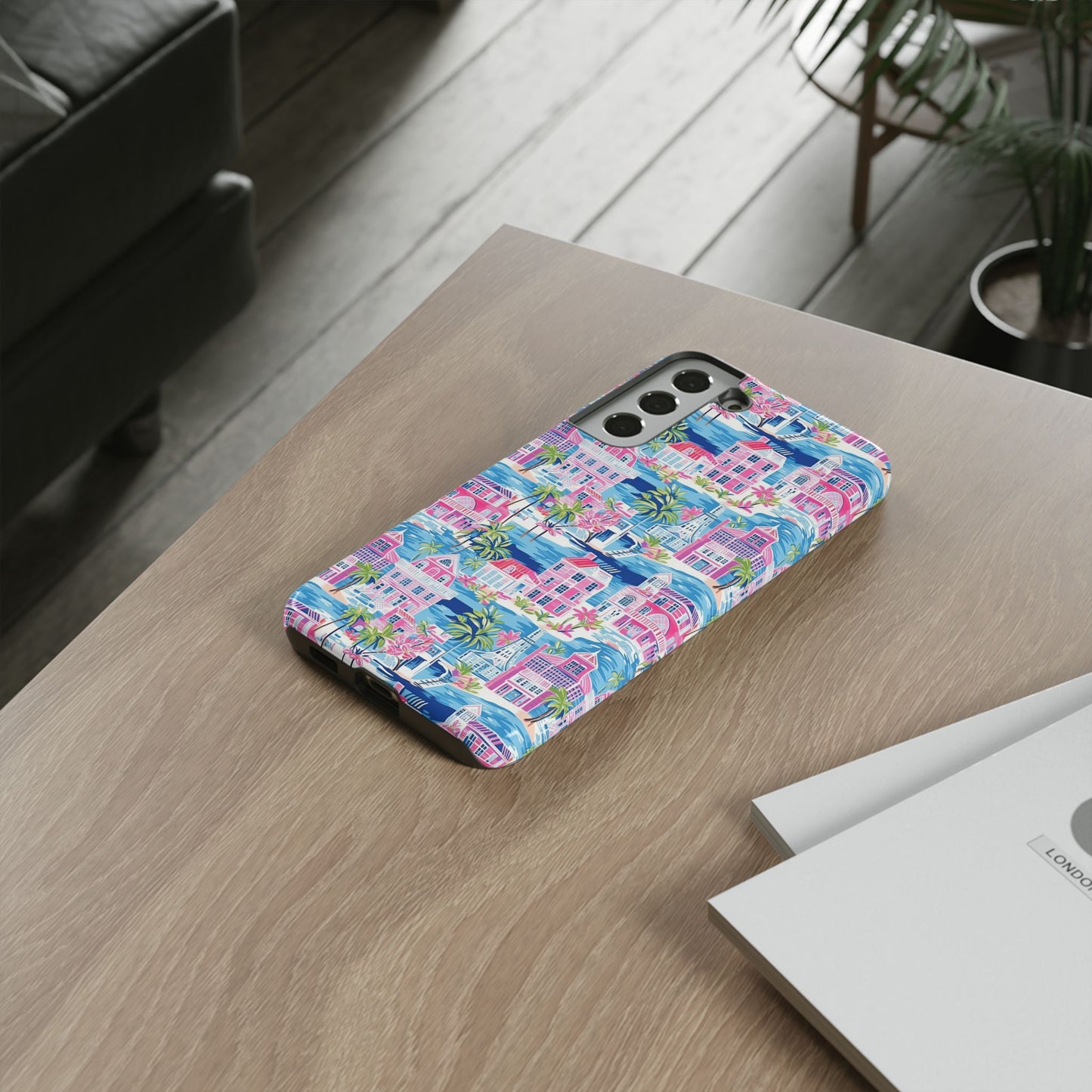 Pink Coastal Houses phone case | Tough Case | iPhone 17
