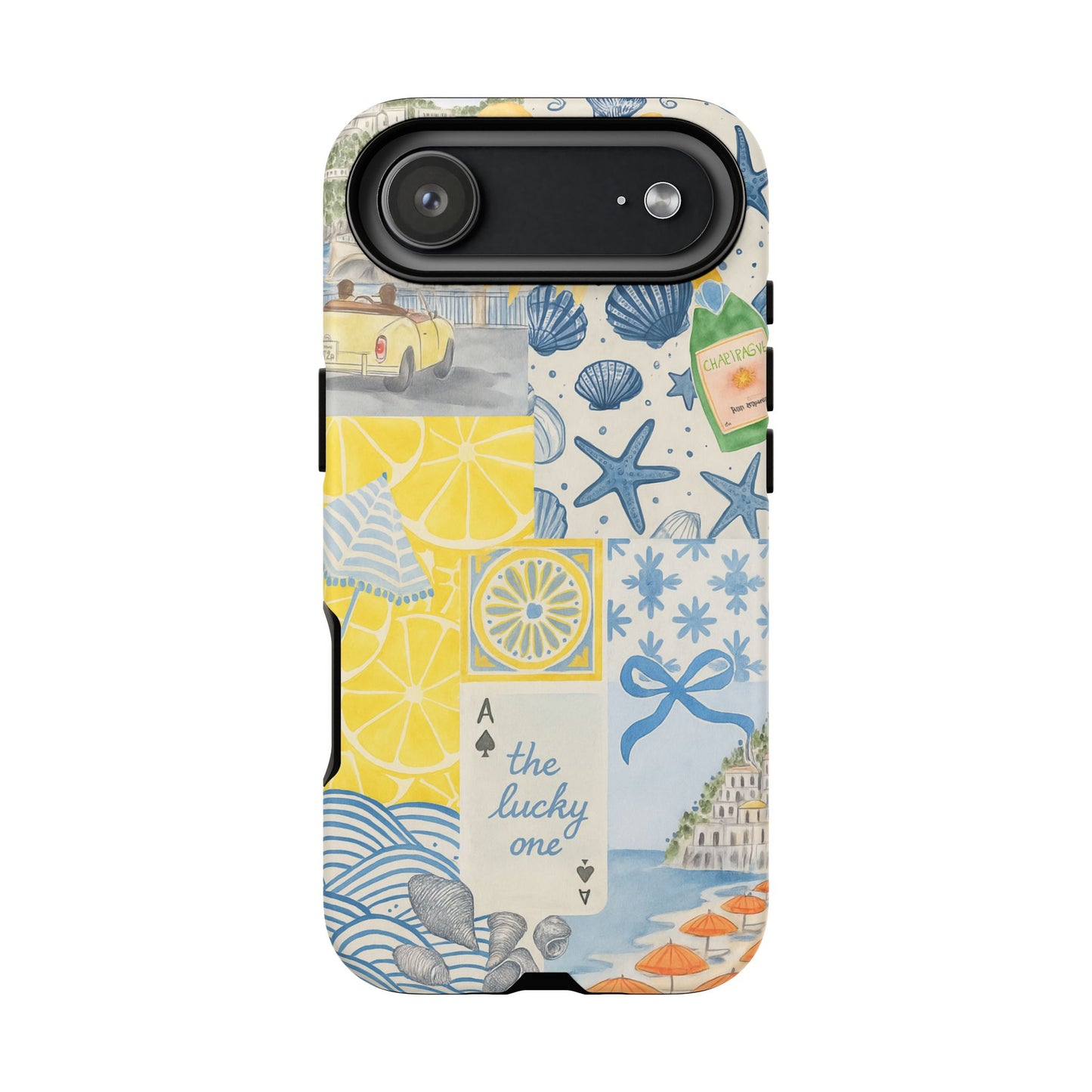 Coastal Collage Phone Case | Beach Shells, Starfish, Lemon, Scenic Travel | Italian Summer