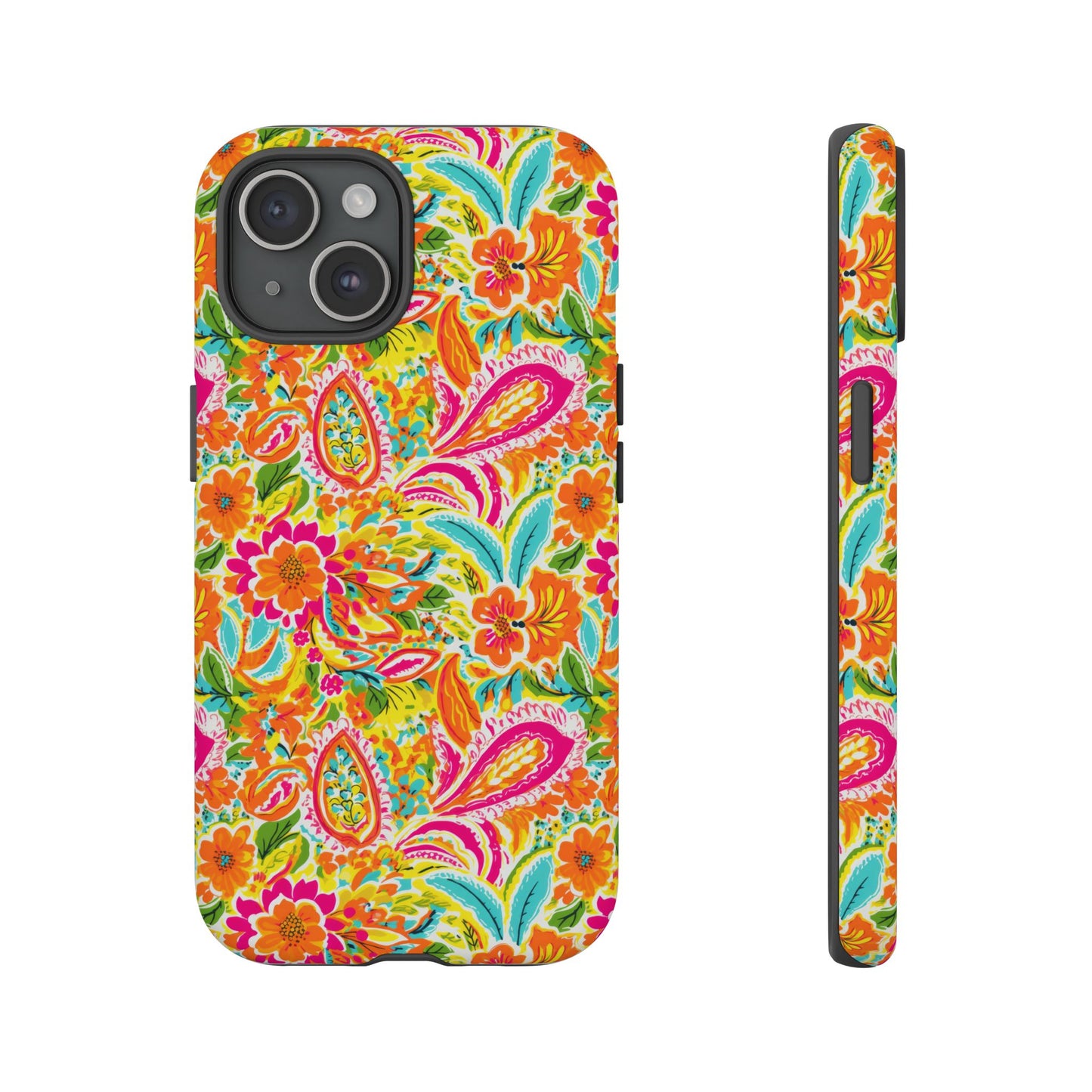 Vibrant Floral Paisley phone case | Tough Cases | Orange and Pink Floral | iPhone 17