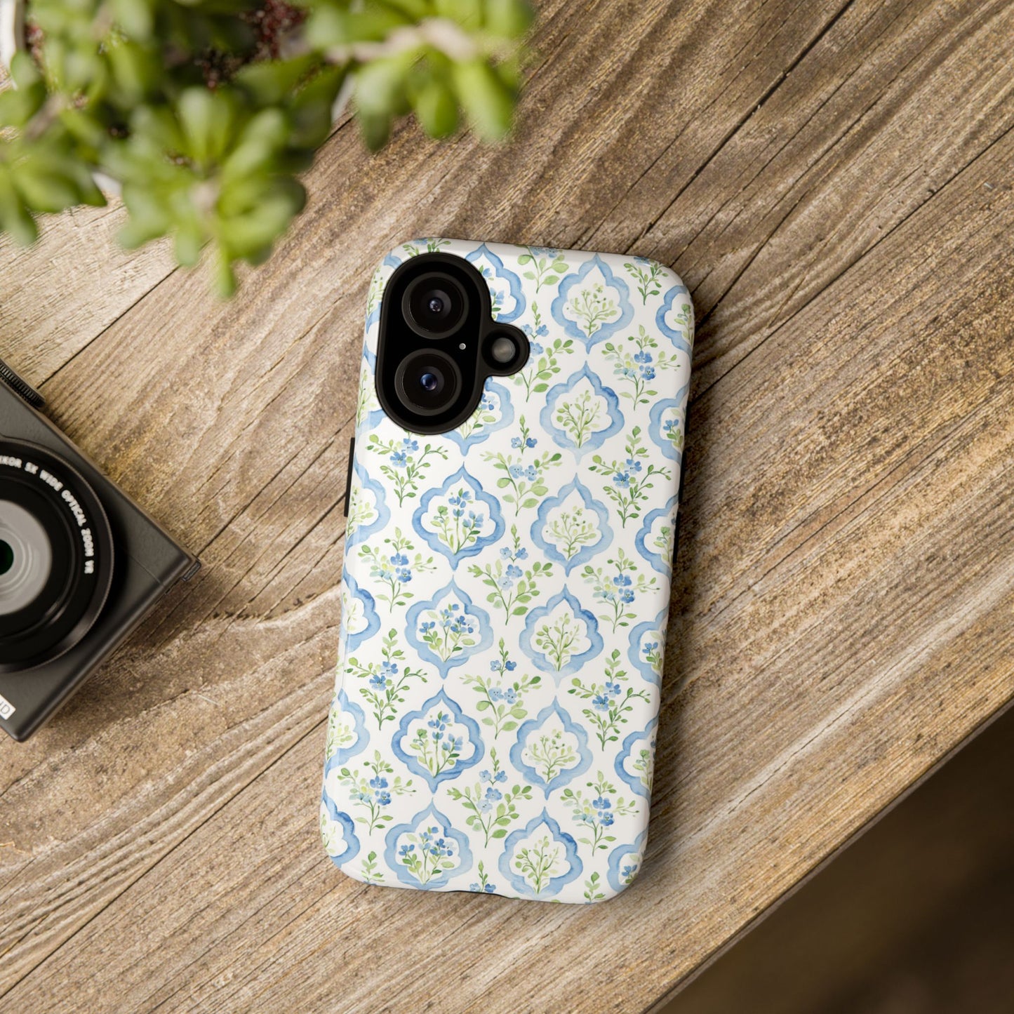 Blue Floral Damask phone case | Tough Case | iPhone 17