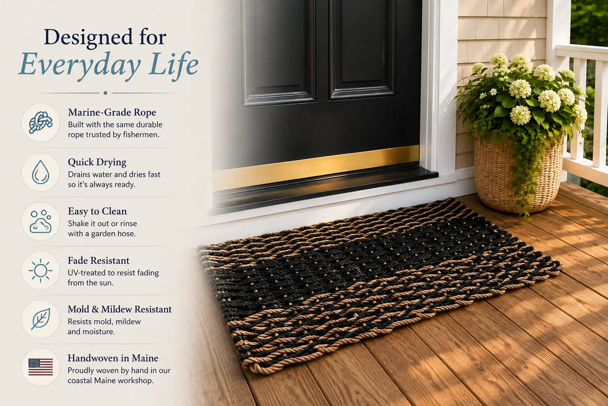 Tan & Burgundy Lobster Rope Doormat