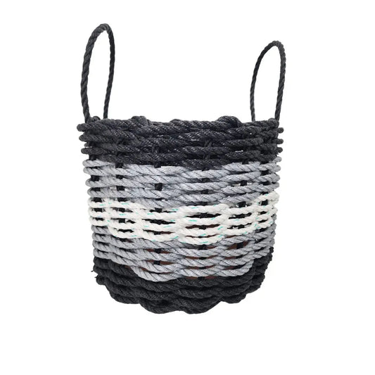 Five Stripe Rope Storage Basket Black, Gray and White