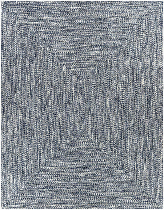 Blue Braided Faux Jute Outdoor Rug