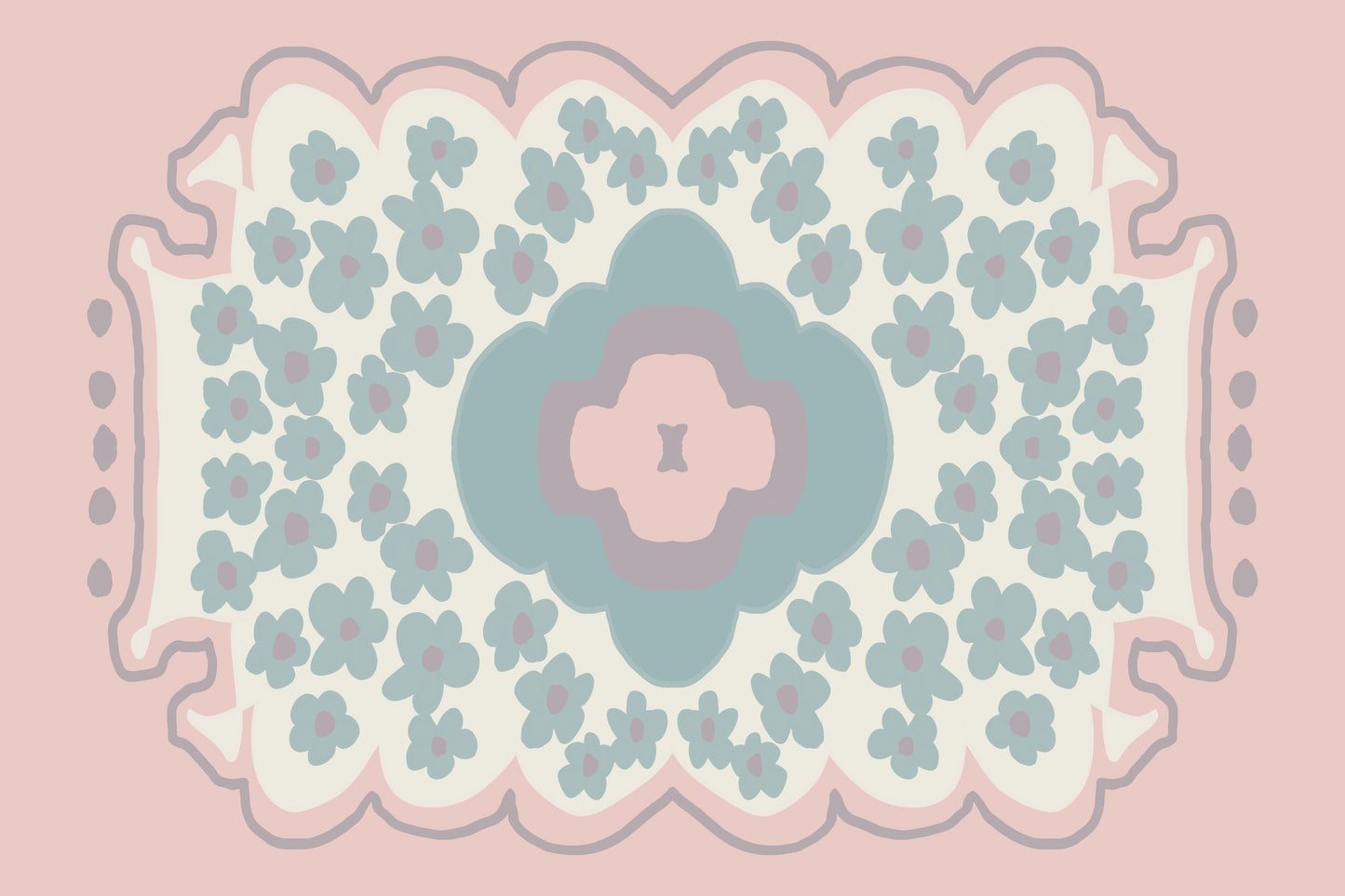 "Charlie" Pastel Floral Vinyl Floor Mat - 20"x30"