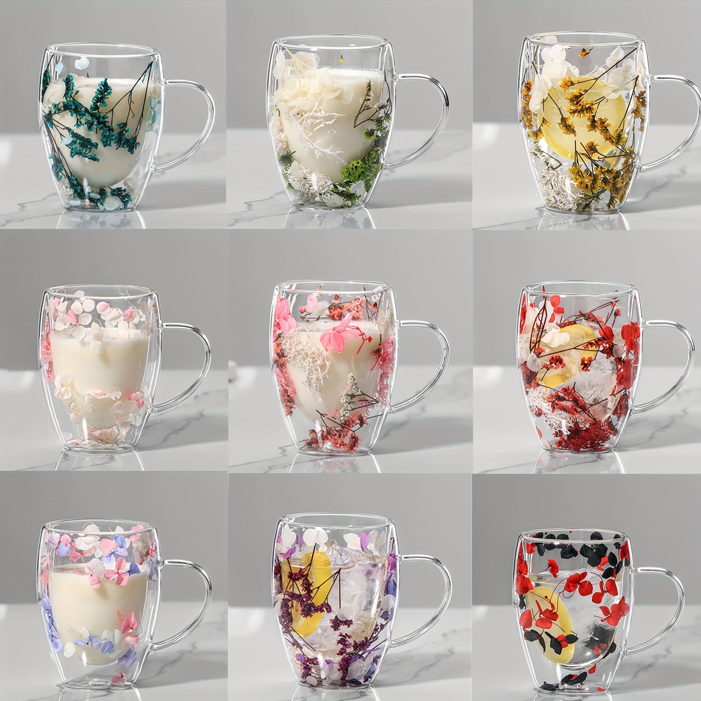 Floral Glass Coffee Mug - Variety