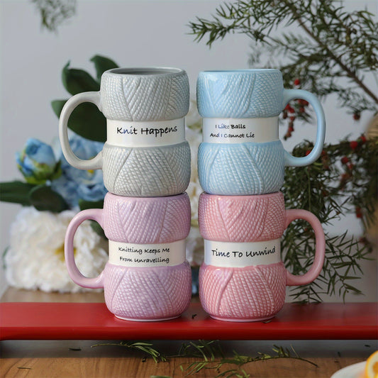 Unique Yarn Coffee Mug, Knitting