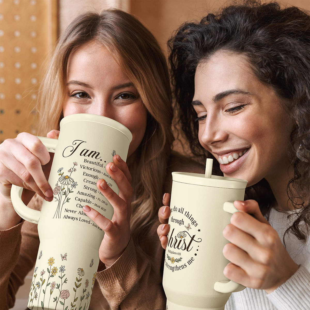 Beige Christian Slidemate | Slider Tumbler with Handle 40oz
