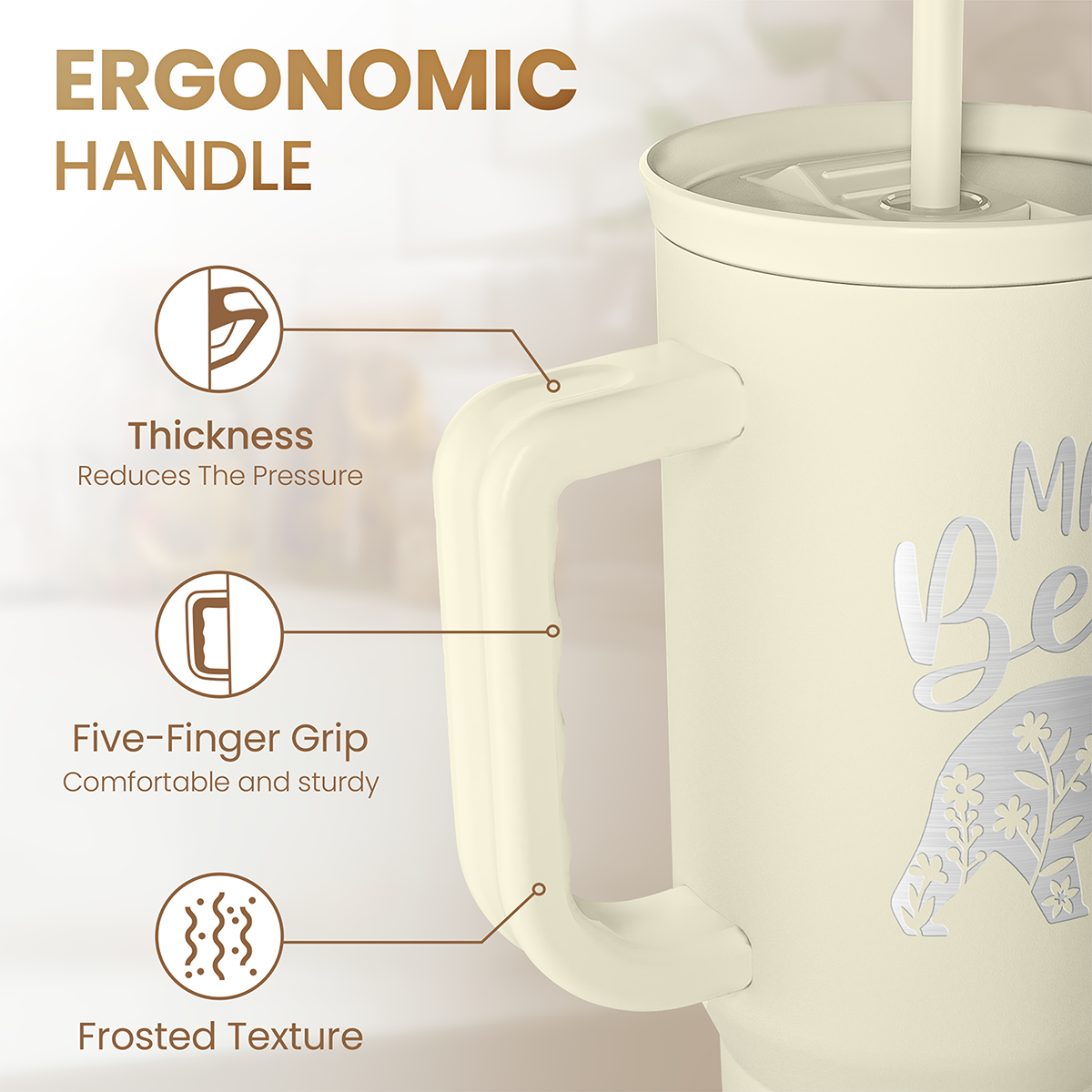 Beige Mama Bear Slidemate | Slider Tumbler with Handle 40oz