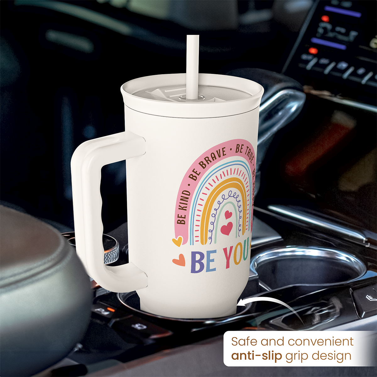 White Inspiration Slidemate | Slider Tumbler with Handle 40oz