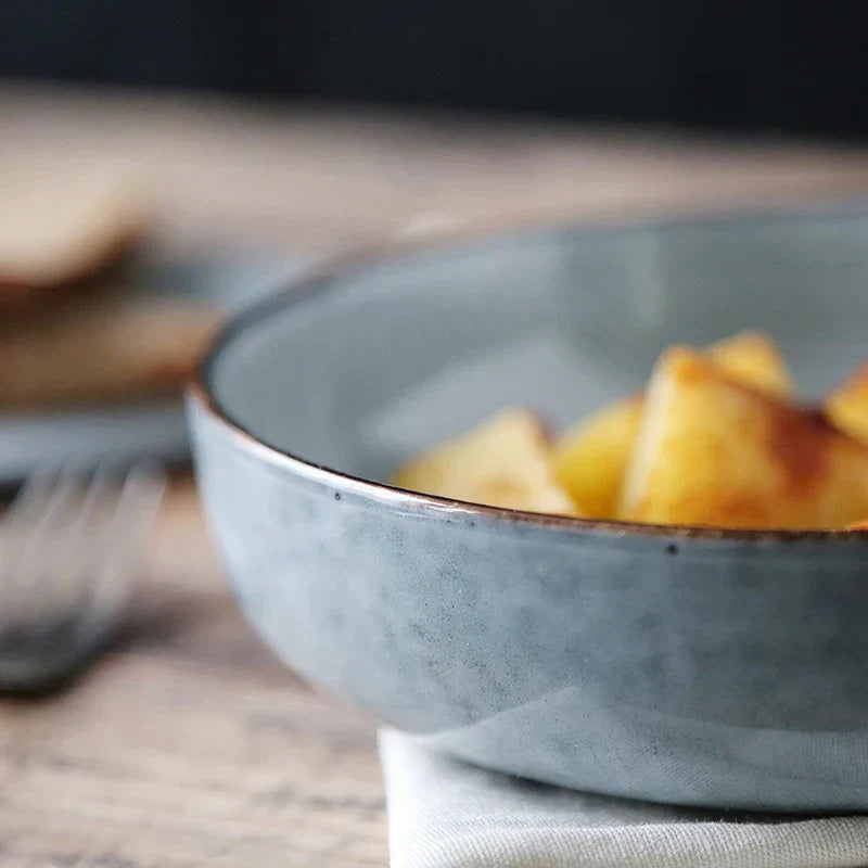 DecorBites™ Japanese Style Ceramic Soup Bowl - Large Salad Bowl Tableware