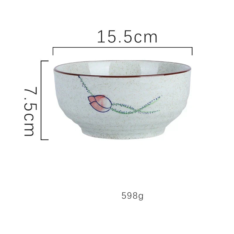 DecorBites™ 6/7 Inch Ceramic Ramen Bowl - Large Soup Noodle Bowl for Kitchen and Hotel Use
