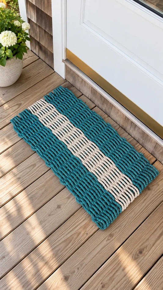 Hunter Green & Tan Lobster Rope Doormat