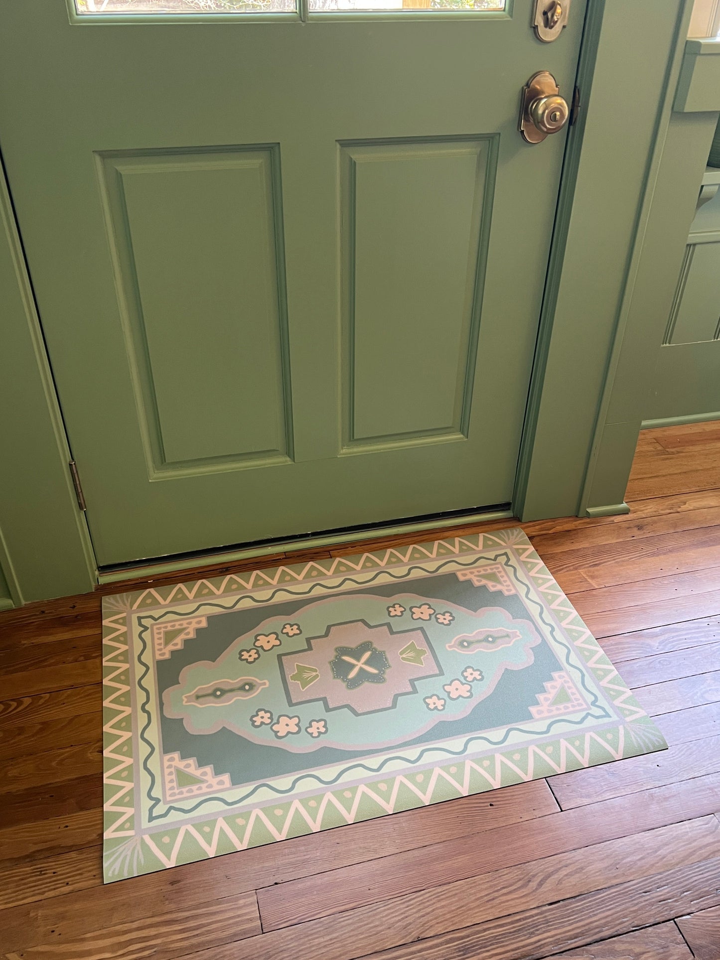 "Hunter" Modern Oushak Vinyl Floor Mat - 24"x36"