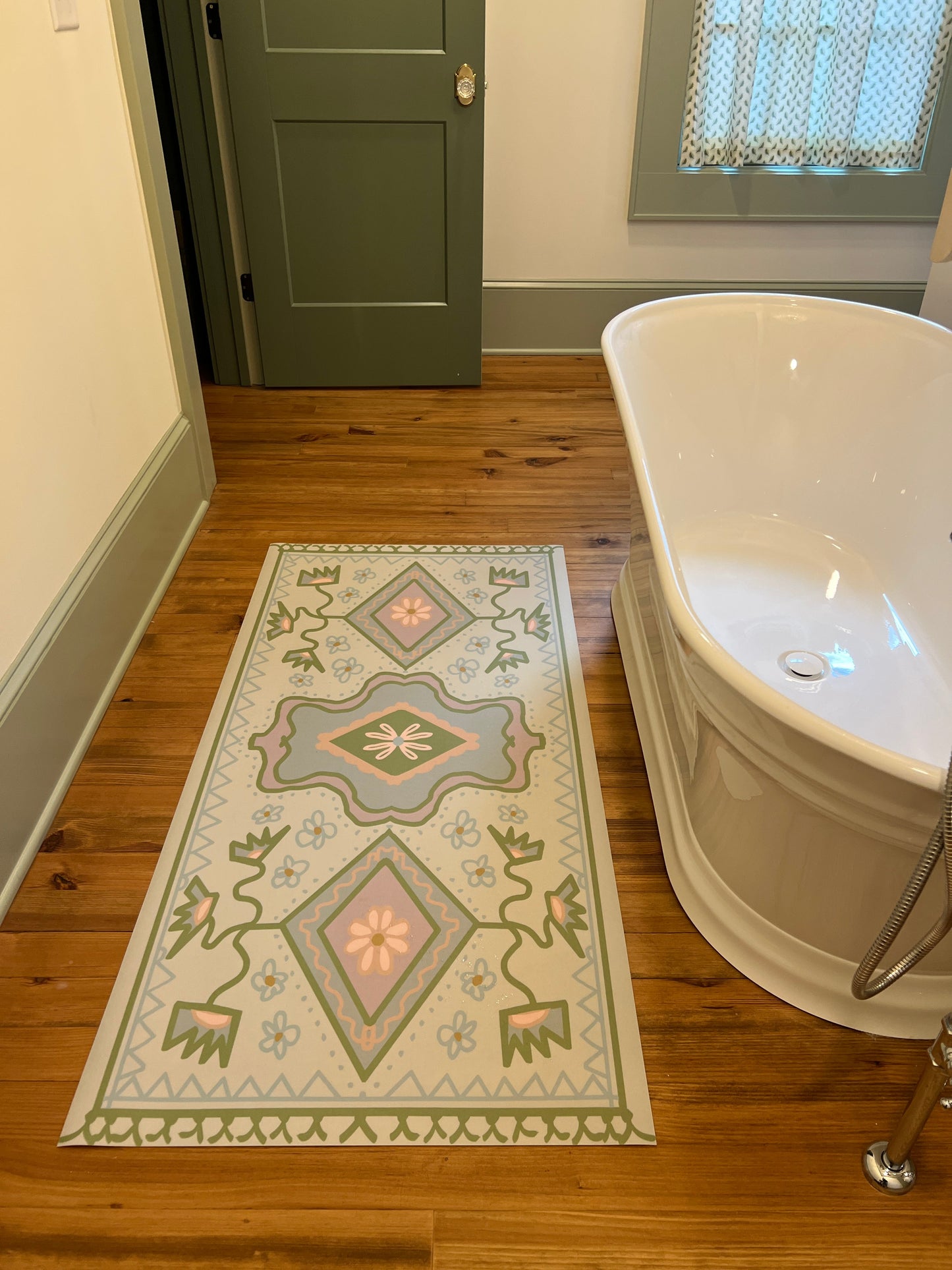 "Tub Runner" Modern Oushak Vinyl Runner - 30"x60"