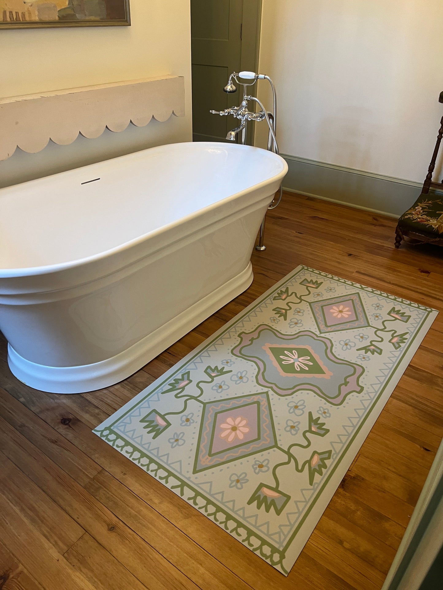 "Tub Runner" Modern Oushak Vinyl Runner - 30"x60"