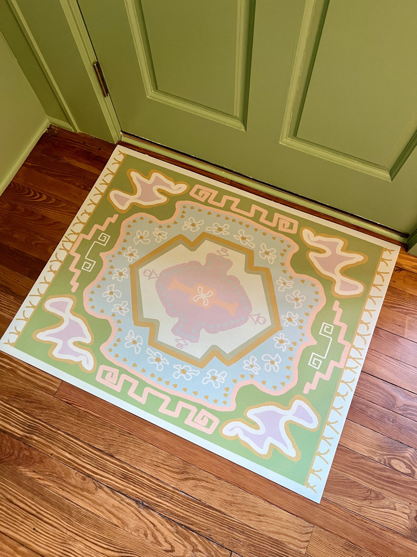 "Royal" Modern Oushak Vinyl Floor Mat - 28"x36"