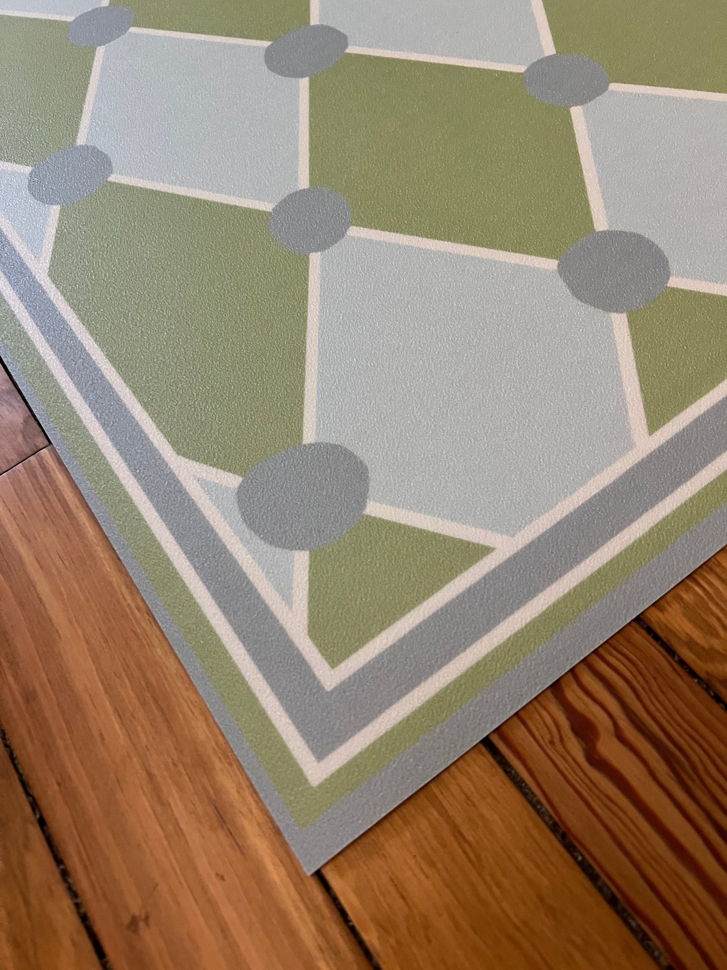 "Hopscotch" Checkerboard Cottage Floral Vinyl Floor Mat - 24"x36"