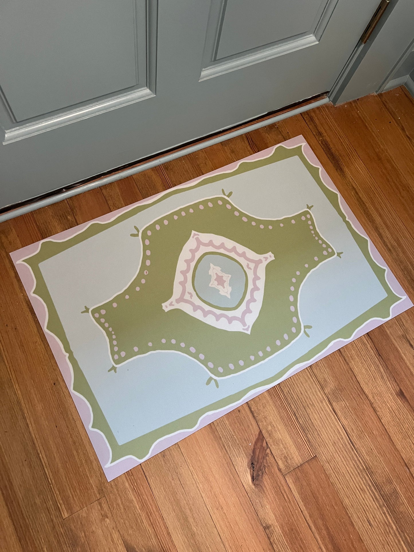 "Keaton" Modern Oushak Vinyl Floor Mat- 20"x30"