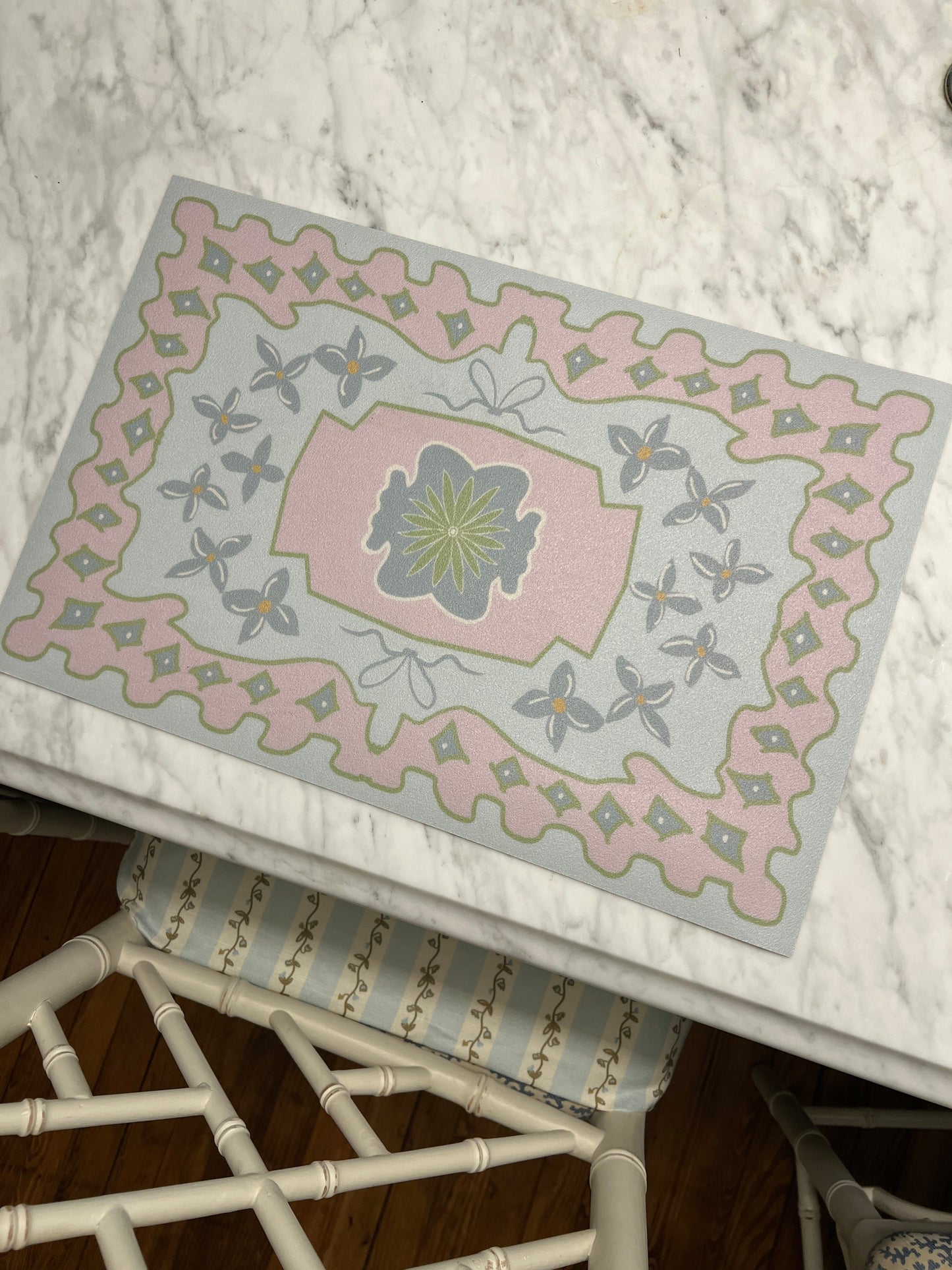 "Emma" Modern Oushak Vinyl Placemat - 12"x18"