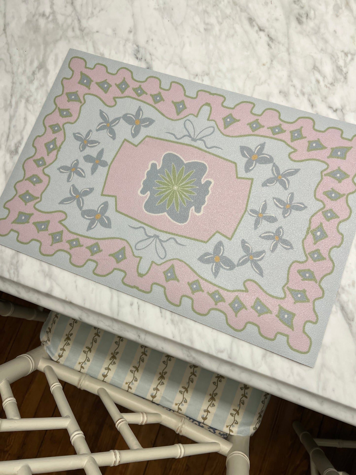 "Emma" Modern Oushak Vinyl Placemat - 12"x18"