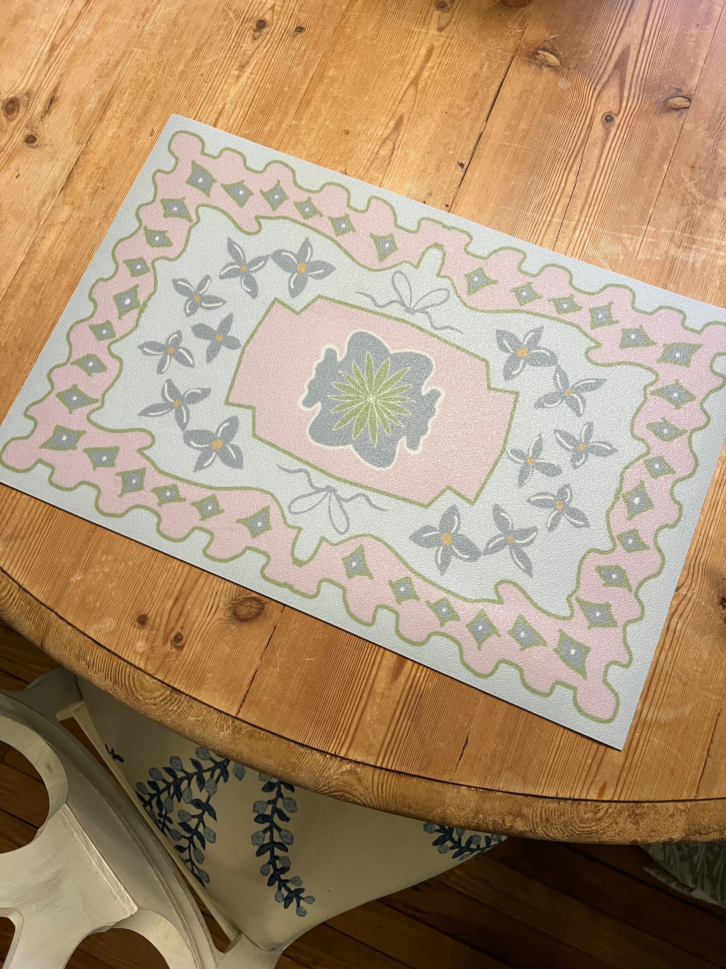 "Emma" Modern Oushak Vinyl Placemat - 12"x18"