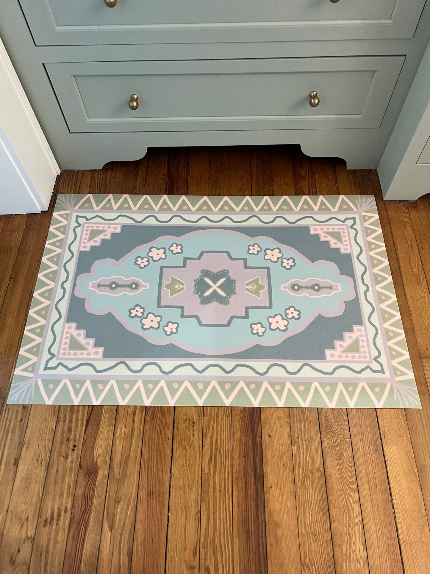 "Hunter" Modern Oushak Vinyl Floor Mat - 24"x36"