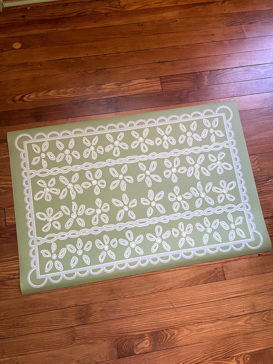"Prep In Your Step" Floral Vinyl Floor Mat - 24"x36"