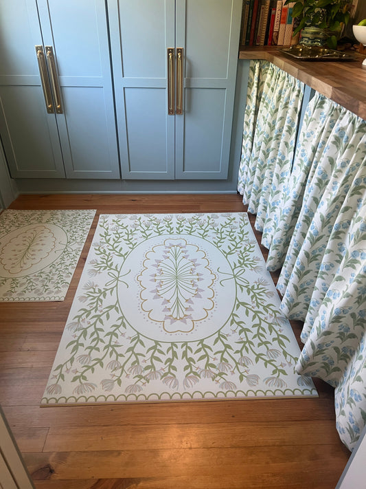 "Cottage Kitchen" Vintage Floral Vinyl Mat- 38"x55"