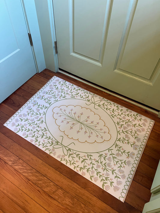 "Cottage Kitchen" Vintage Floral Vinyl Mat- 24"x36"