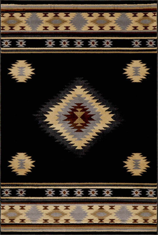 Buckhaven Black Southwestern Area Rug
