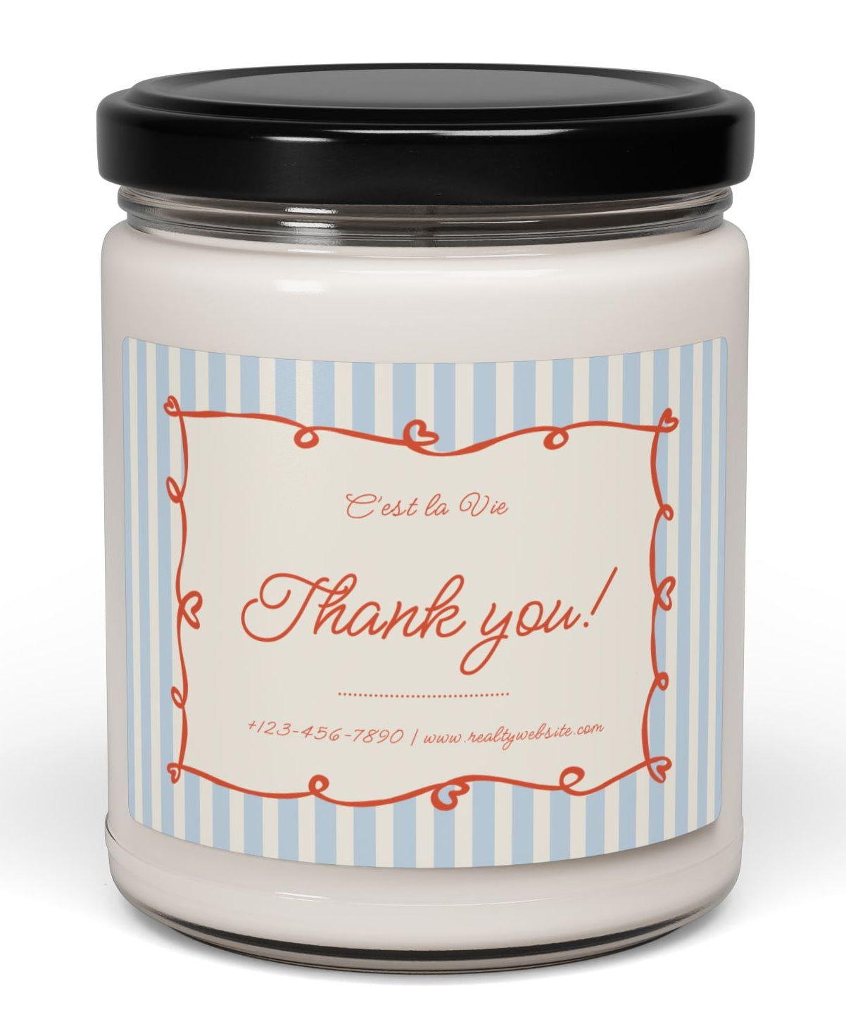 Jar with a 'Thank you!' label on a white background