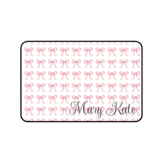 Patterned mouse pad with personalized text on a white background