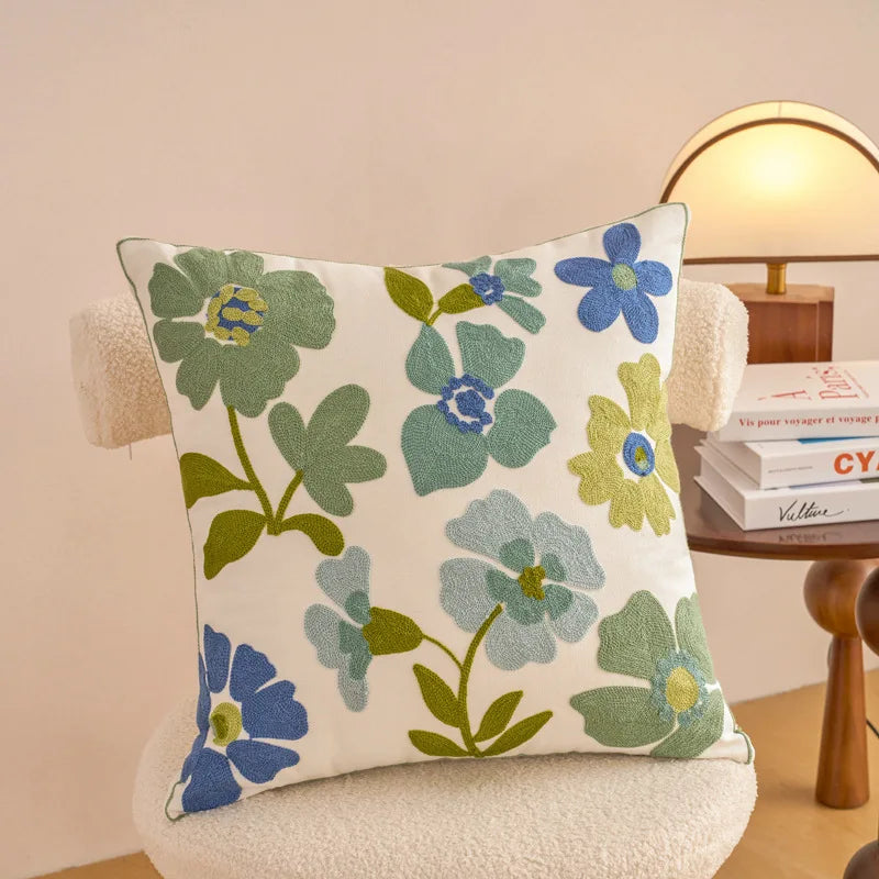 Embroidered Floral Pillowcase