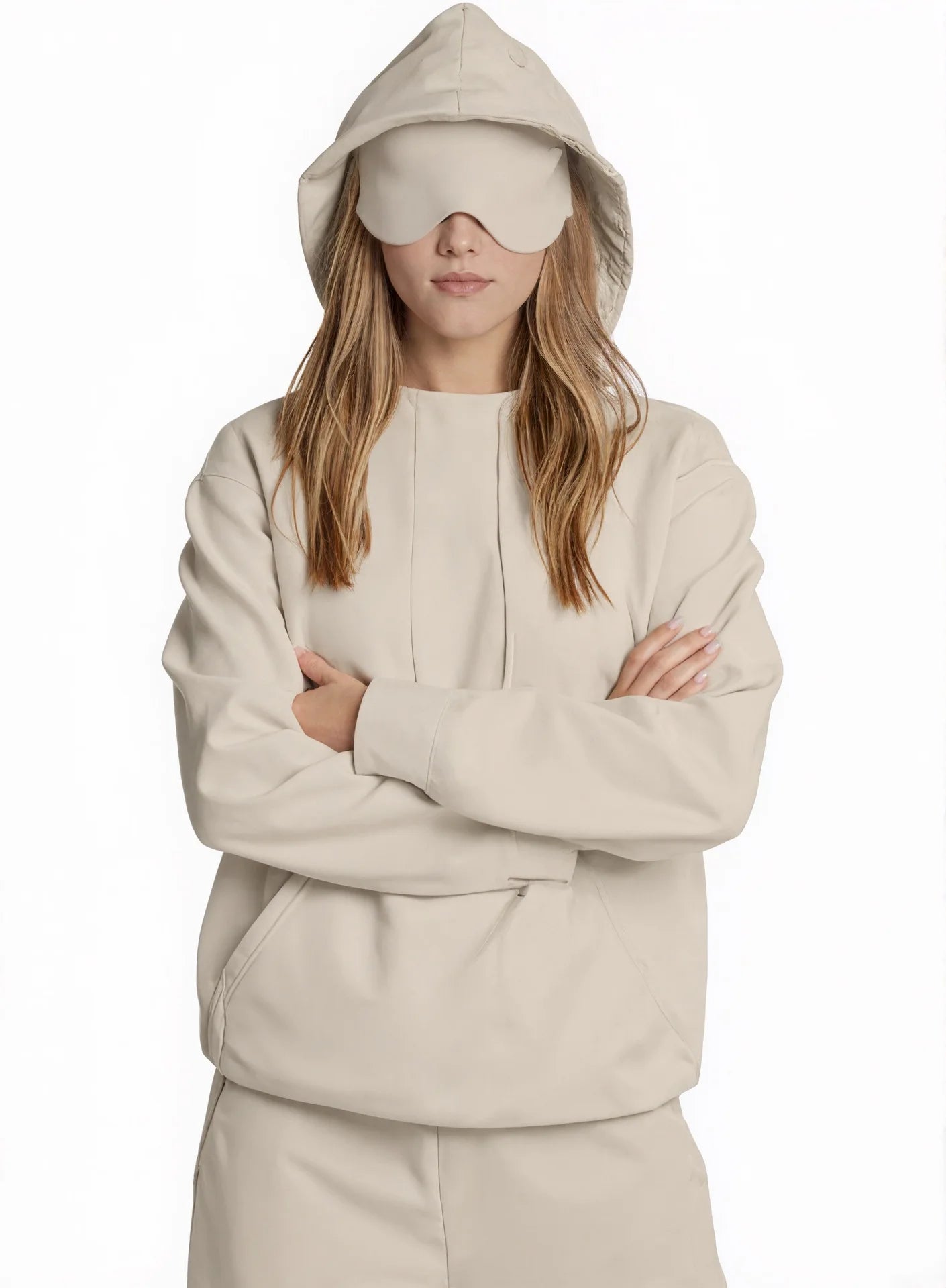 European American Autumn Winter Pocket Eye Mask Hoodie with Travel Pattern Pullover Hoodie