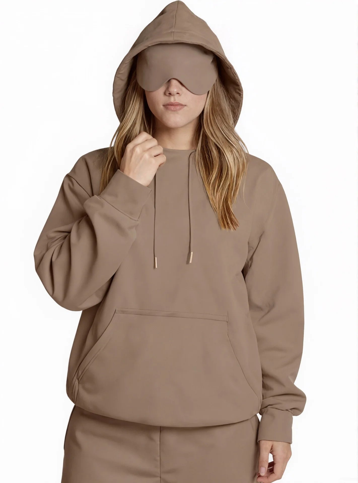 European American Autumn Winter Pocket Eye Mask Hoodie with Travel Pattern Pullover Hoodie