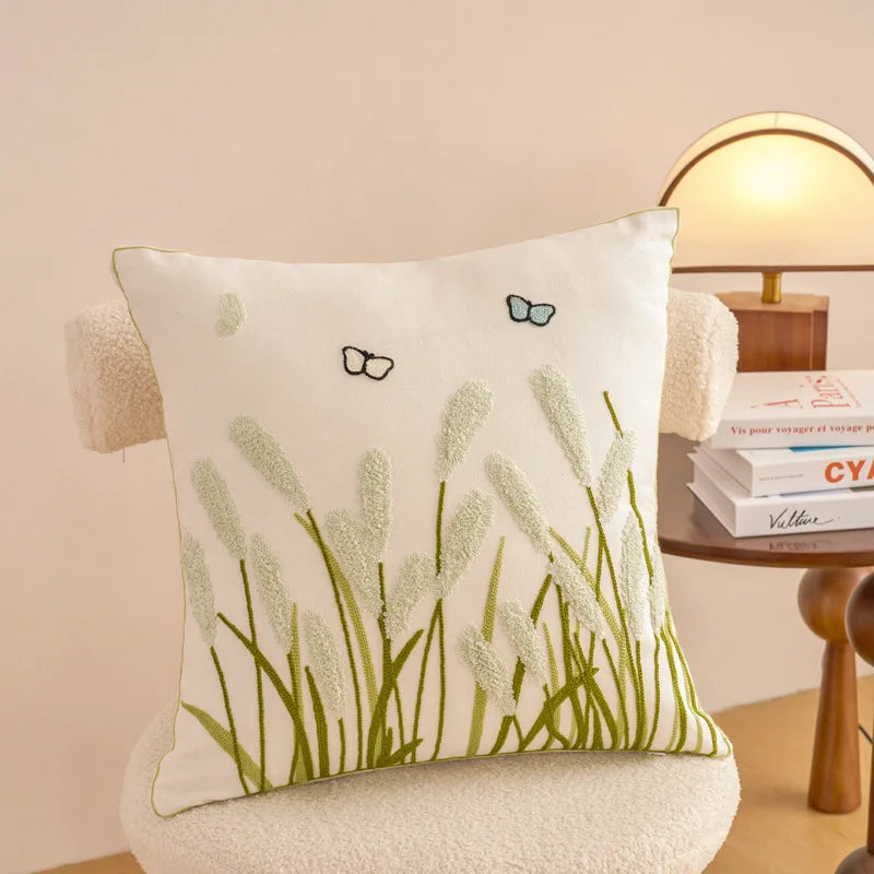 Embroidered Floral Pillowcase