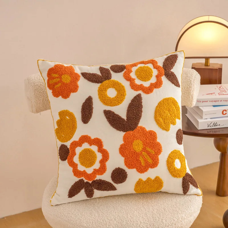 Embroidered Floral Pillowcase