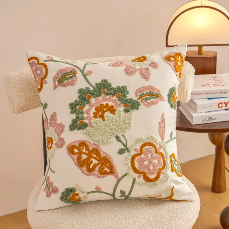 Embroidered Floral Pillowcase