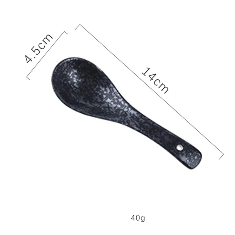 DecorBites™ 6.5inch Retro Ceramic Ramen Bowl Set with Lid, Chopsticks, and Spoons