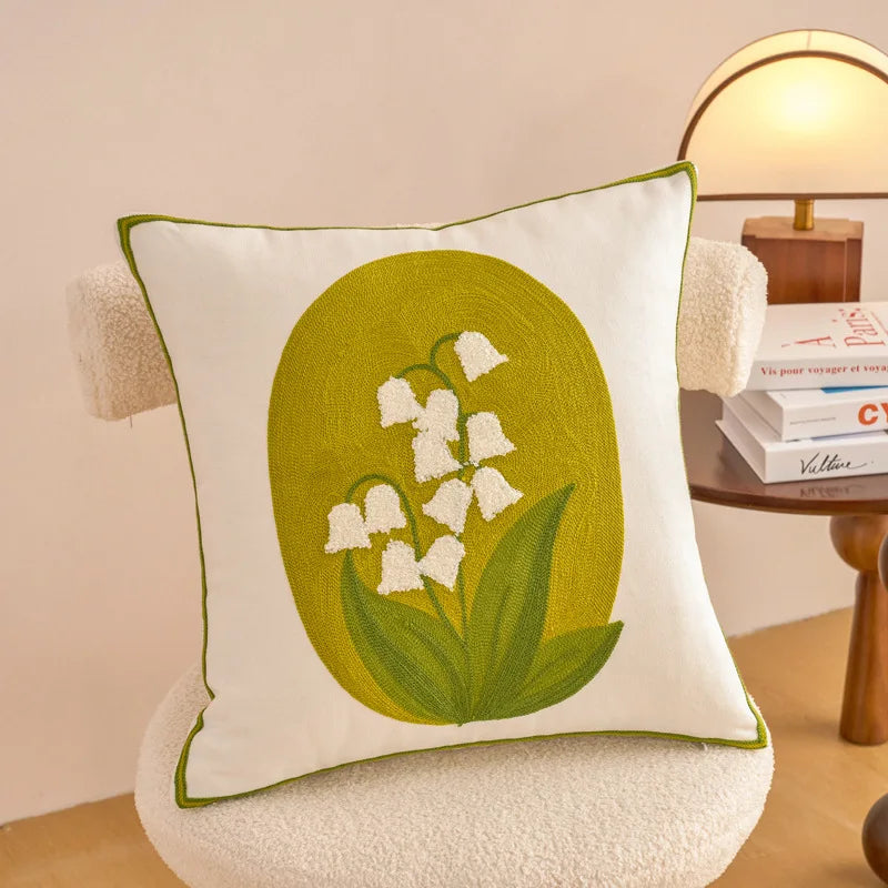 Embroidered Floral Pillowcase