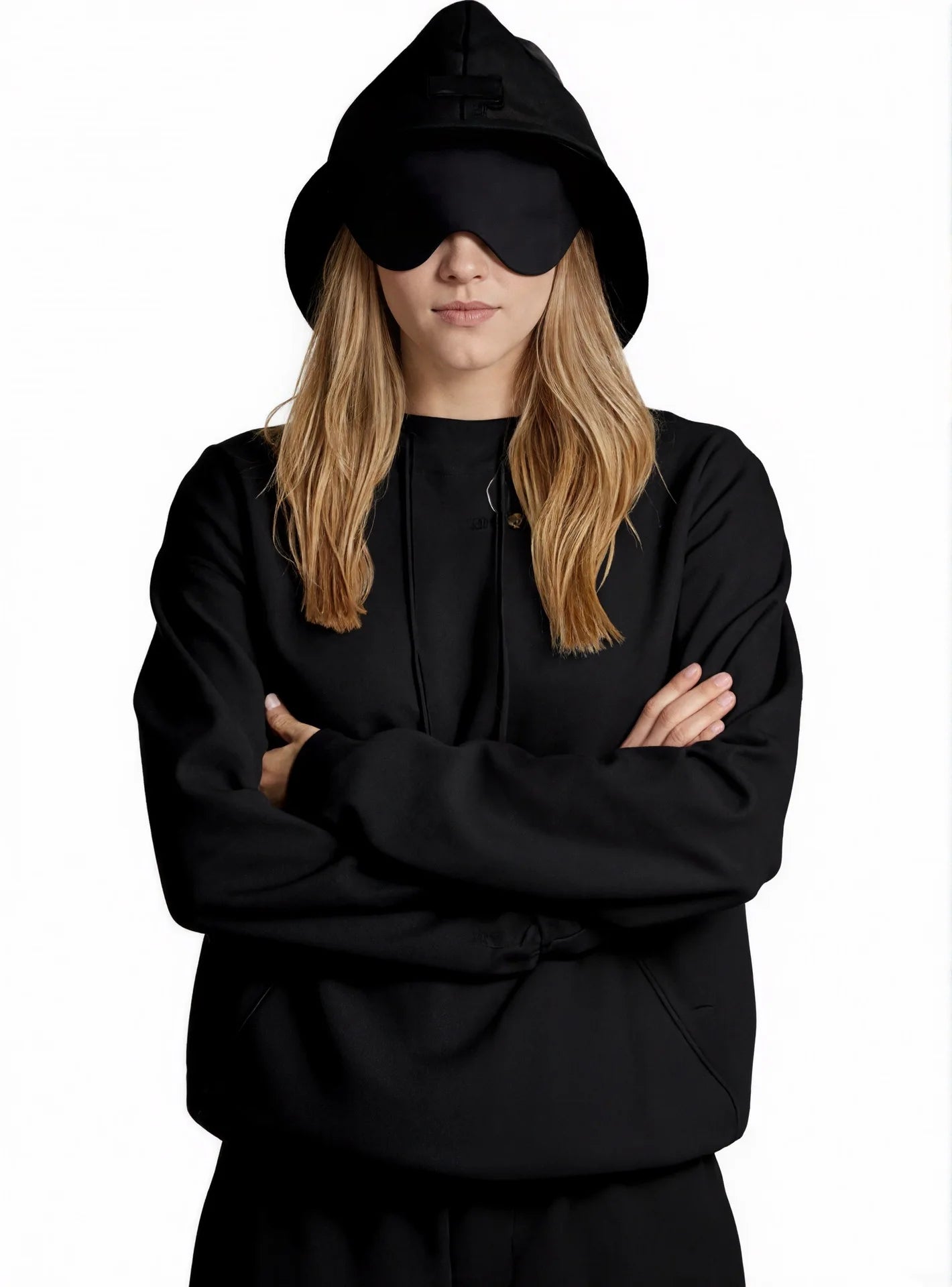 European American Autumn Winter Pocket Eye Mask Hoodie with Travel Pattern Pullover Hoodie
