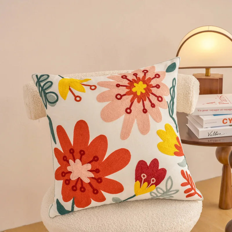 Embroidered Floral Pillowcase